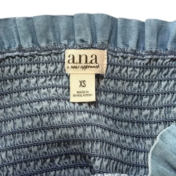 Ana NWT A New Approach A-Line Smocked Dress Womens XS Blue Cotton Sleeveless - Picture 4 of 5